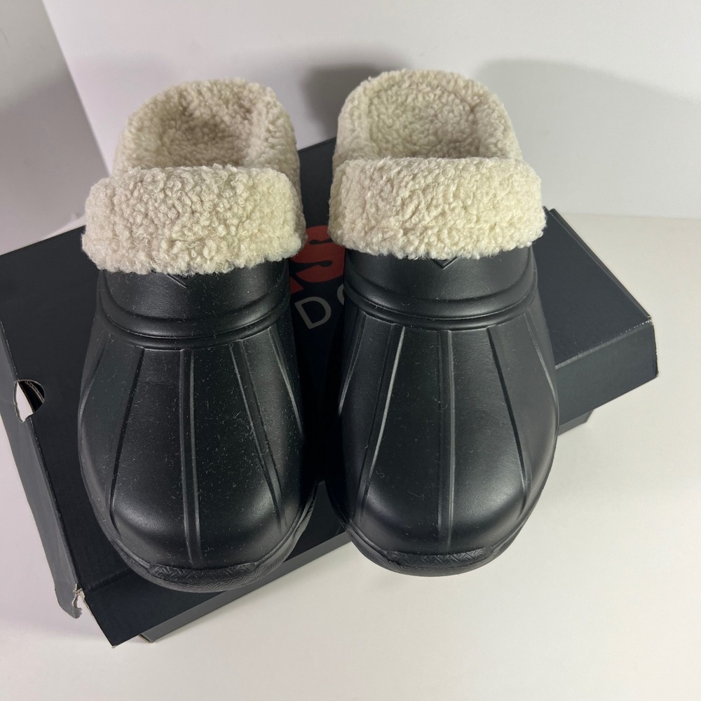 Unisex‎ Bass Outdoor Filed Slide Lined Clogs Black Faux Shearling NIB M10 W11